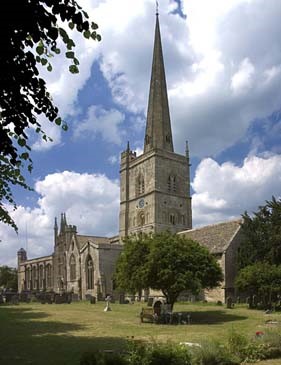An external view of St John the Baptist Church (Burford Church) in Oxfordshire.